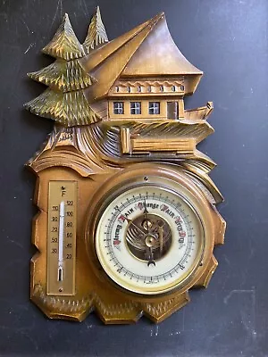 Vintage Wall Hanging Barometer Weather Indicator Forecaster West Germany Carved • $39.95