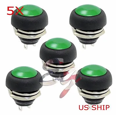 Green 5 Pcs M4 12mm Waterproof Momentary ON/OFF Push Button Round SPST Switch • $5.95