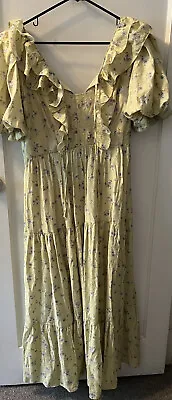 Moon River Large Floral Puff Sleeve Maxi Dress Cottagecore Prairie Style • $34
