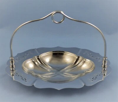 $22 • Buy Vintage Farber Bros Chrome / Cambridge Glass Insert Basket 8 