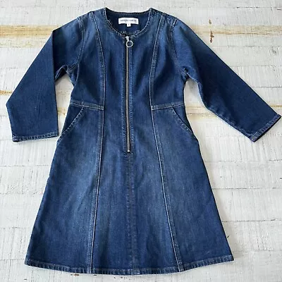 Denim Forum Jackie O Zip Front Denim Dress Size 2 Aritzia Organic Cotton • £49.21