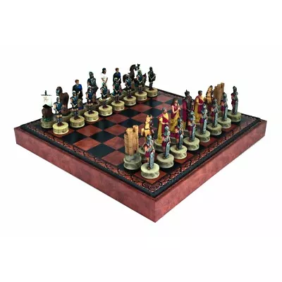 The Battle Of Troy: Chess Set With Leatherette Chessboard & Box + Checker Se • $396.90