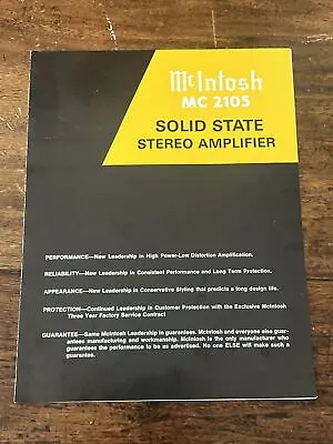 Vintage McIntosh MC 2105 Solid State Amplifier Dealer Brochure / Specifications • $29.95