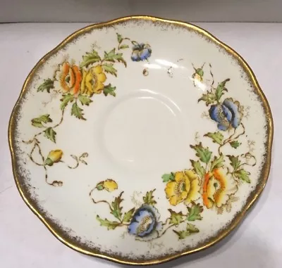 Royal Albert Saucer Crown China 7729 Yellow Blue Orange Poppies • $9.99