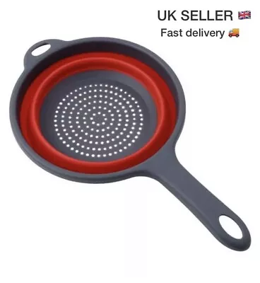 Silicone Colander Collapsible Food Strainer Basket With Handle Drain Water BPA X • £6.99