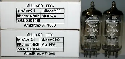 EF86 Mullard  O  Getter Made In Gt.Britain Amplitrex Tested Qty 1 Match Pair • $118
