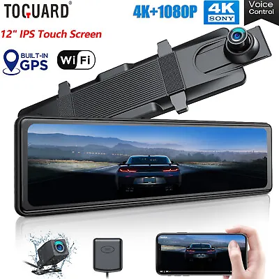 $156.37 • Buy TOGUARD 4K Sony Mirror Dash Cam GPS Backup Camera Front And Rear View Car Camera