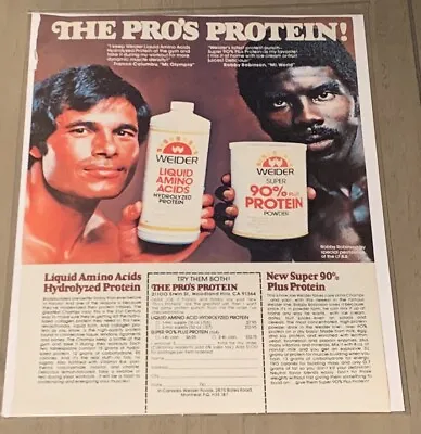 Franco Columbu/Robby Robinson Weider Protein Ad Photo From Bodybuilding Magazine • $11.99