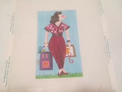 Stitching Lady-melissa Shirley-handpainted Needlepoint Canvas • $48.01