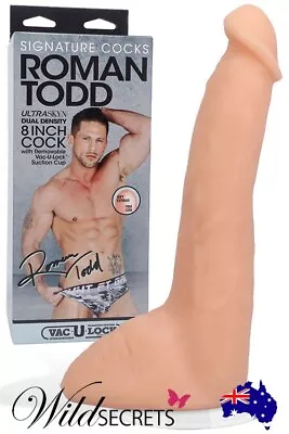 NEW Doc Johnson Signature Peniss Roman Todd 8 Inch Realistic Dildo With Suction • $109.99