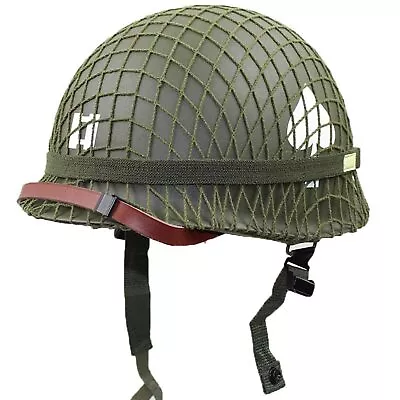 WWII US Army M1 Helmet WW2 Gear WW2 Helmet Metal Steel Shell Replica With Net • $69.25