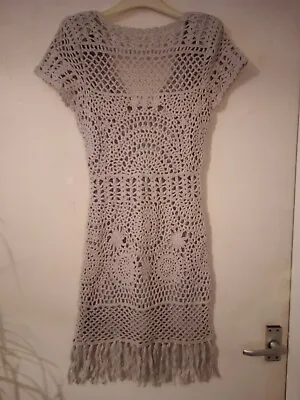 £19.99 • Buy Topshop Grey Hand Crochet Dress Size 8 New With Tags