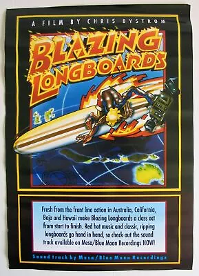 Vintage 1995 Poster Art Print Blazing Longboards Film Surfboard Surfing Surfer • $39.99