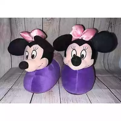 Vintage Minnie Mouse Head Purple Pink Slippers Size L 9/10 80's 90's • $24.99