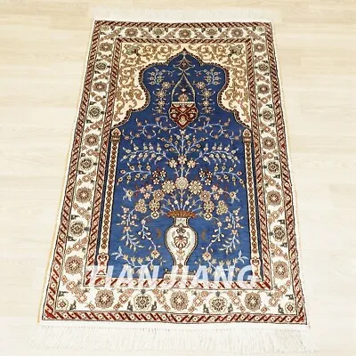 2.5'x4' Handknotted Silk Rug Prayer Muslim Home Indoor Durable Carpet 126AB • $2000