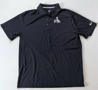 Super Bowl XLVIII Nike Golf Polo Shirt Men's XL NFL Short Sleeve Black Silver • $14.95