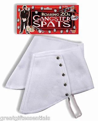 ROARING 20S GANGSTER SPATS WHITE Mens Costume Adult Shoe Covers Victorian Capone • $10.45