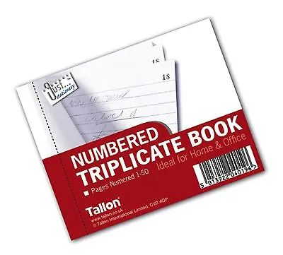 1 X Half Size Triplicate Book 1-50 Numbered Invoice Receipt Books Office Paper • £2.55