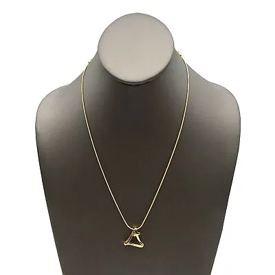 Vintage Gold Tone Snake Chain Openwork Triangle Cross Pendant Fashion Necklace • $23.99