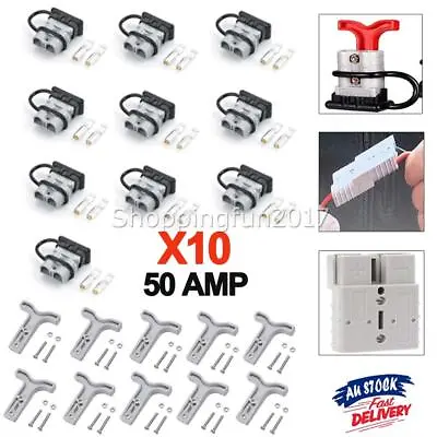 $28.45 • Buy 10x For Anderson Style Plug Connectors 50 AMP T Handle Dust Cap Cover Solar NEW