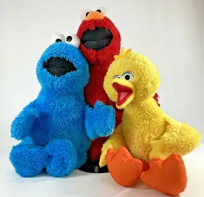Sesame Street Plush Big Bird Cookie Monster 14 Inch Kohls Cares Muppet LOT Of 3  • $25.20