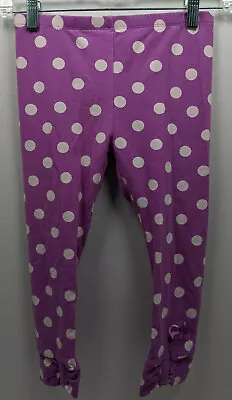 Naartjie Purple Leggings Pants Sz.9 Girls Capri White Polka Dots EUC Spring 2013 • $14.99