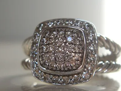 $1100 David Yurman Ss Petite Albion Pave Diamond Cable Shank Ring • $699.99