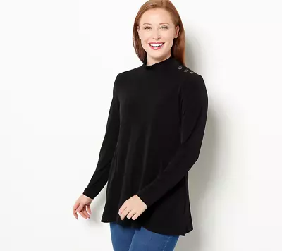 Susan Graver Regular Liquid Knit Fit And Flare Mock-Neck Tunic-Black-5X A460668 • $13.59