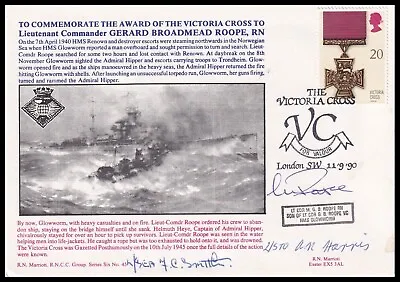 Award Of The VC To Gerard Roope Marriott Navy Cover Signed SON & 2 SURVIVORS • £12.99