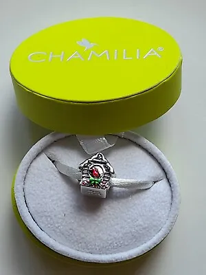 Rare Chamilia Silver 925 Cz Christmas Robin Birdhouse Bracelet Charm In Box • £40