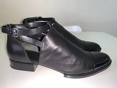 $195 • Buy ALEXANDER WANG Julia Cap Toe Block Heel Leather Ankle Booties Boots Size 40 (9)