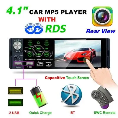 4.1  Car Stereo Bluetooth HD Touch Screen WMA AUX In-Dash Steering Wheel Control • $90.19