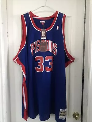 Detroit Pistons Mitchell & Ness #33 Hill 95-96 Swingman Jersey VHTF Sz 5XLT-NWT! • $89.95