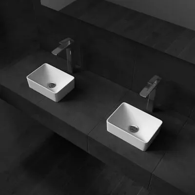 £48 • Buy Cloakroom Wash Basin Bowl Ceramic Countertop Small Compact Rectangle 300x215mm