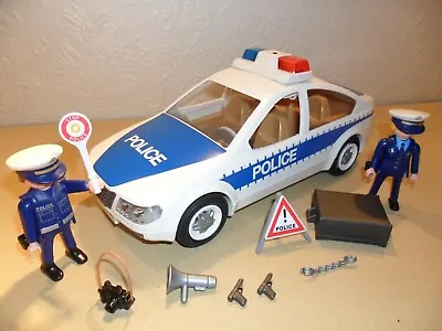 PLAYMOBIL POLICE CAR 5184 COMPLETE (LightsFiguresAccessories) • £9.99
