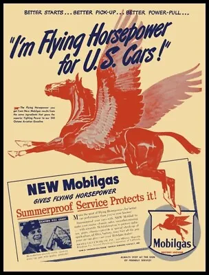 1946 Style Mobil Gas Pegasus Flying Horse NEW Sign 18 X24  USA STEEL XL Size • $88.88