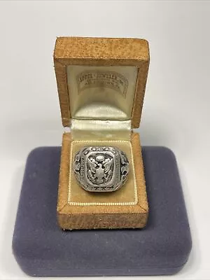 Vintage WWII U.S. Army Sterling Silver Eagle Shield E Pluribus Unum Ring  • $289