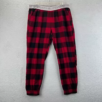 Hollister Women's Red Flannel Plaid High-Rise Sleepwear Pajama Jogger Pants Sz L • £14.46