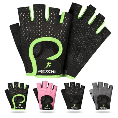 Mens Womens Ladies Gloves Fingerless Training Running Sports Gym Cycling Fishing • £6.99