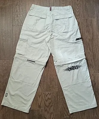 Jnco Army Twill Wide Leg Baggy Khaki Cargo Pants Converts Shorts Y2K NOS Size 38 • $249.99