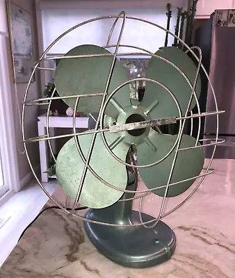 Vtg Industrial Art Deco 12  Hunter Oscillating Metal Desk Fan A-82495: TESTED • $64.95