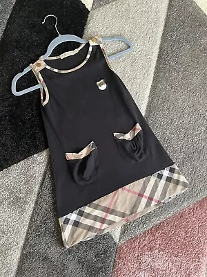 £39.99 • Buy Burberry Brit Girls Dress Black With Beige Boba Check Age 7 Years