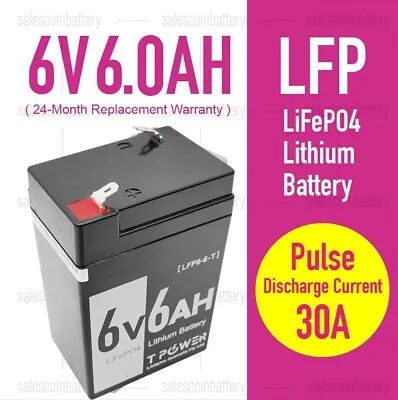 6V 6Ah LiFePO4 Lithium Rechargeable Battery Replacing   6v 5.0ah 4Ah 4.5Ah SLA • $39.55