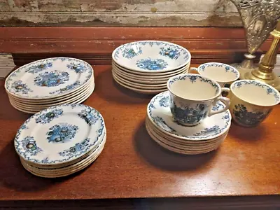 Masons Ironstone  Fruit Basket  Blue ~ 24 Pc Dinnerware Set • $85.90