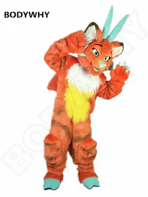 Cosplay Fursuit Orange Wolf Dog Husky Mascot Costume Party Dress Outfit Adults • $913.77