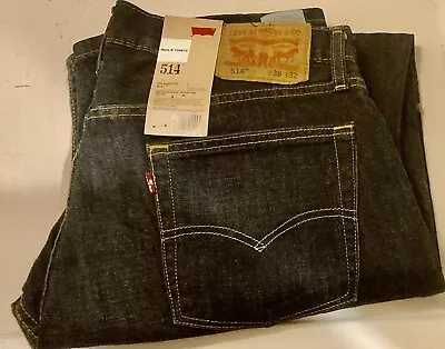 Levi's 514 Mens Dark Indigo Jeans Straight Fit SIze 36x32 New With Tags • $30