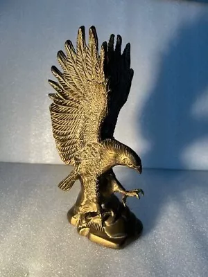 Vintage Solid Brass 8.5” Flying Eagle Statue Handmade India Preowned -#G88 • $30