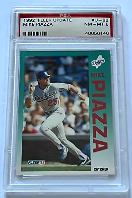 1992 Fleer Update U-92 Mike Piazza Rookie (RC) Rookie PSA 8 • $45