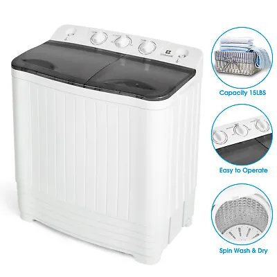 £123.99 • Buy 8.5kg Portable Washing Machine Compact Mini Twin Tub Laundry Washer Spin Dryer