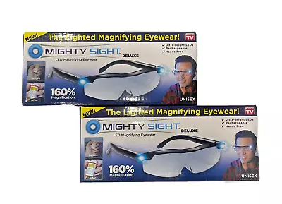 PACK OF 2 - Mighty Sight Deluxe - Magnifying Eyewear With LED Light - With CASE • $17.99